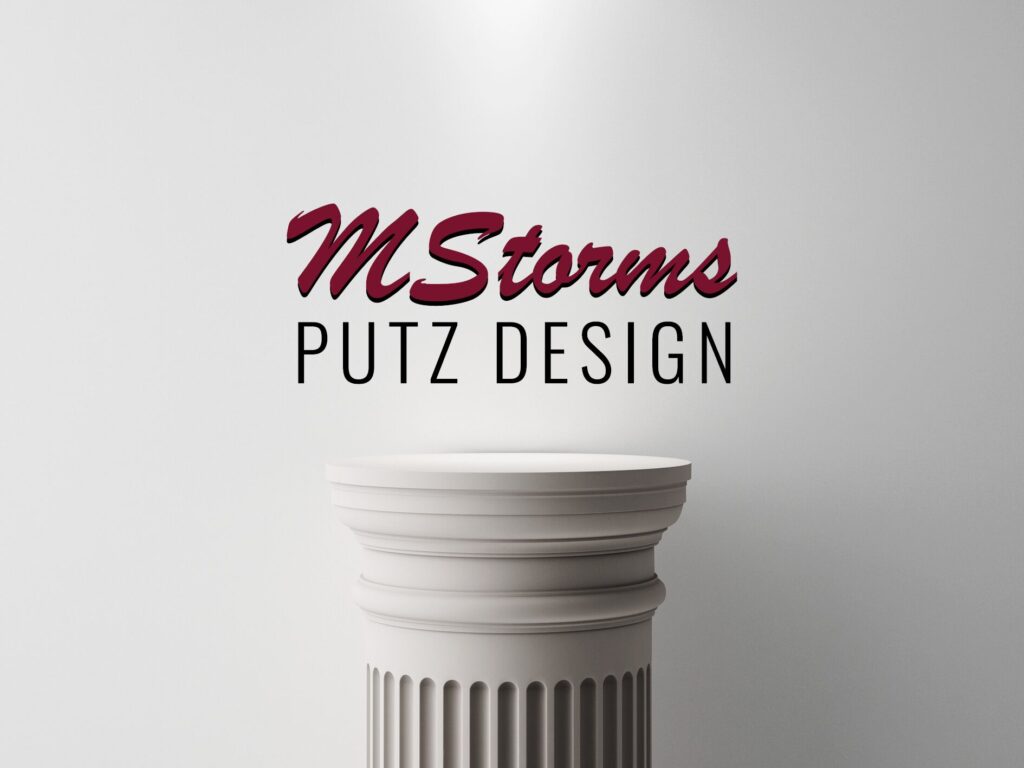 Logo auf Säule MStorms Putz Design
